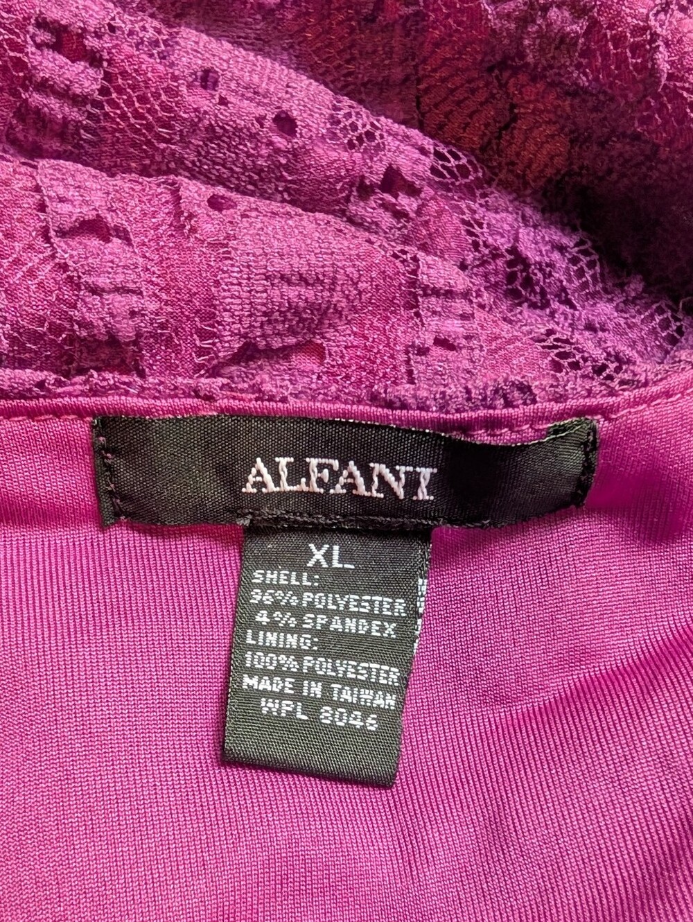Alfani Plum Lace V‑Neck Short Sleeve Top - Picture 2 of 3